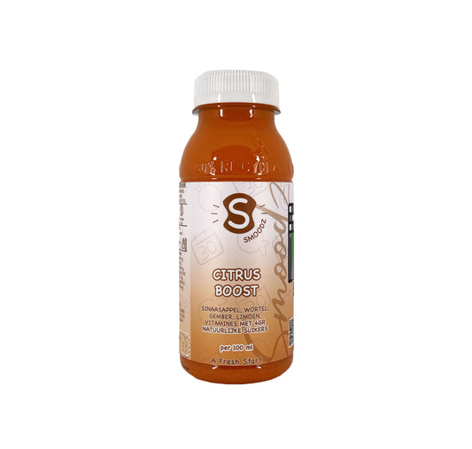 Citrus Boost: een pittig en verfrissend sapje met sinaasappel, wortel en limoen.