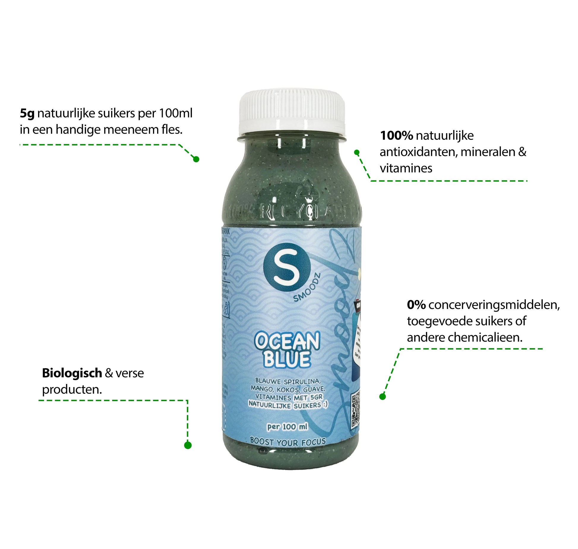 Gezonde smoothie met tropisch fruit en spirulina Beste smoothie recepten: Ocean Blue met mango en banaan Smoothie met natuurlijke ingrediënten en superfoods Vegan smoothie met blauwe spirulina en kokosmelk Eiwitrijke smoothie met chiazaad en spirulina poeder