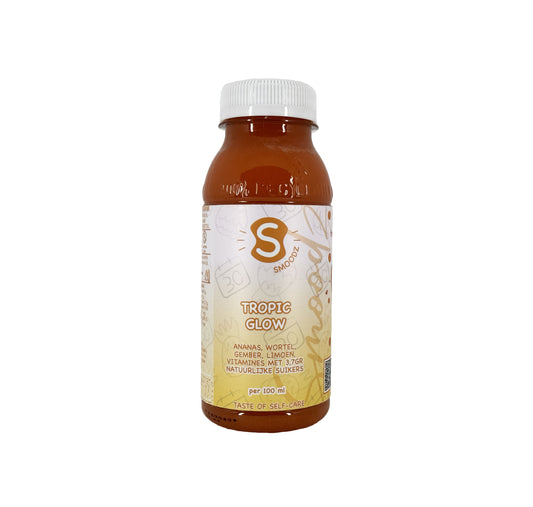 Flesje Detox Tropic Glow met een zonnige kleur, ideaal voor een natuurlijke oppepper.